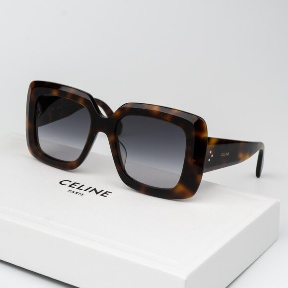 Celine 3 DOTS Women Sunglasses Havana Gradient Smoke Geometric CL40263I 53B - Picture 1 of 12